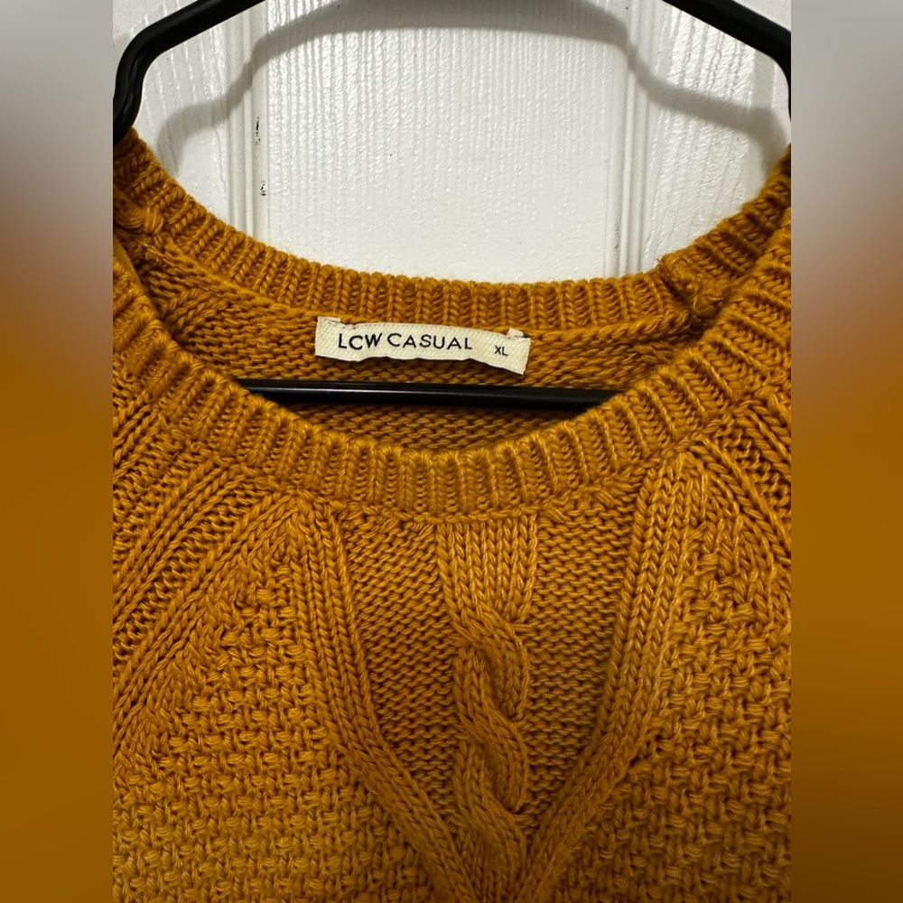 LCW Casual Mustard Yellow Knit Sweater - Picture 3 of 4